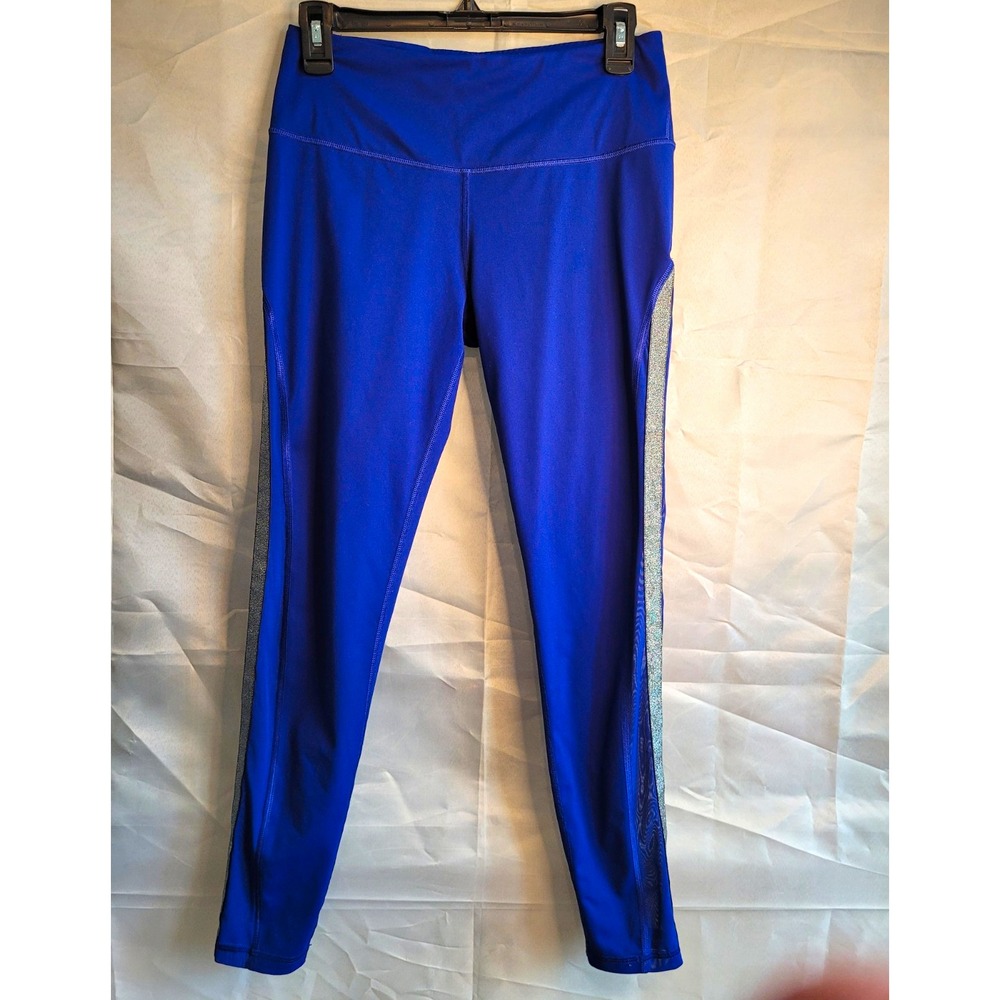 Victoria Sport Leggings Womens M Blue Silver Colorblock Stretch Yoga Gym